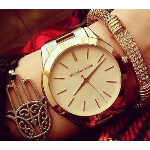 Michael Kors MK3179 Women's Slim Runway Gold Plated Steel Quartz Watch