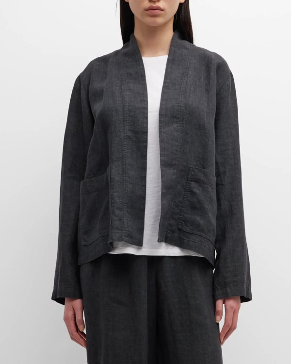 Open-Front Organic Linen Jacket