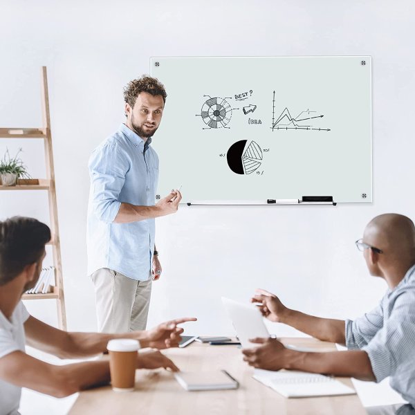 Amazon Basics Glass Board, Non-Magnetic Dry Erase White Boards, Frameless, Infinity, 36 x 24 Inches