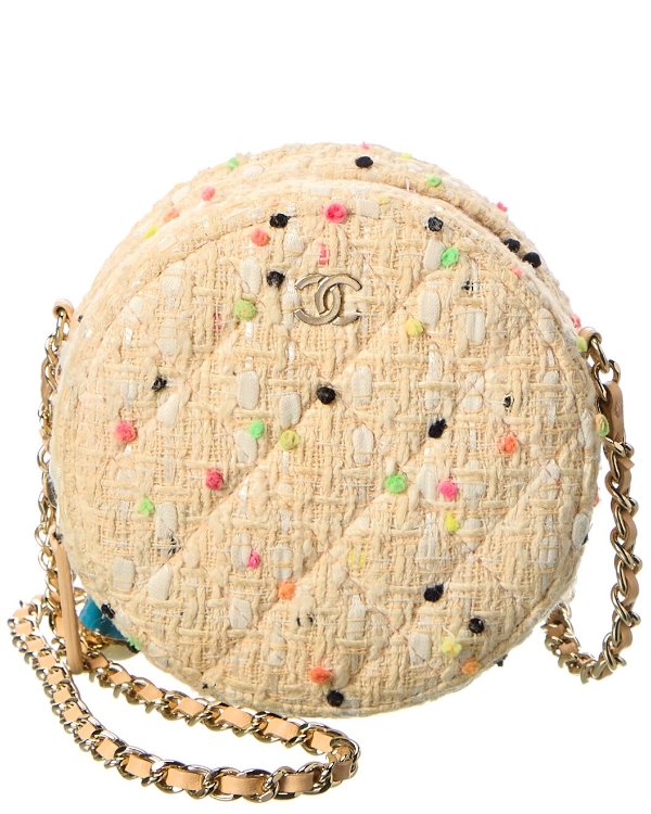 Yellow Quilted Tweed Beach Ball Round Crossbody (Authentic Pre-Owned)