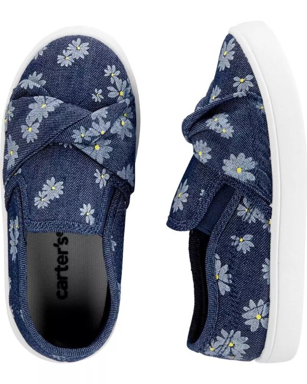 Floral Chambray Casual SneakersFloral Chambray Casual Sneakers