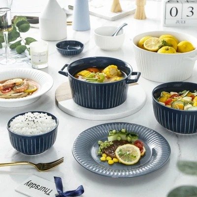 Nordic Style Relief Striped Dinnerware Set