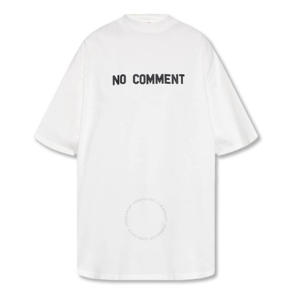 Off White Cotton No Comment Print T-Shirt