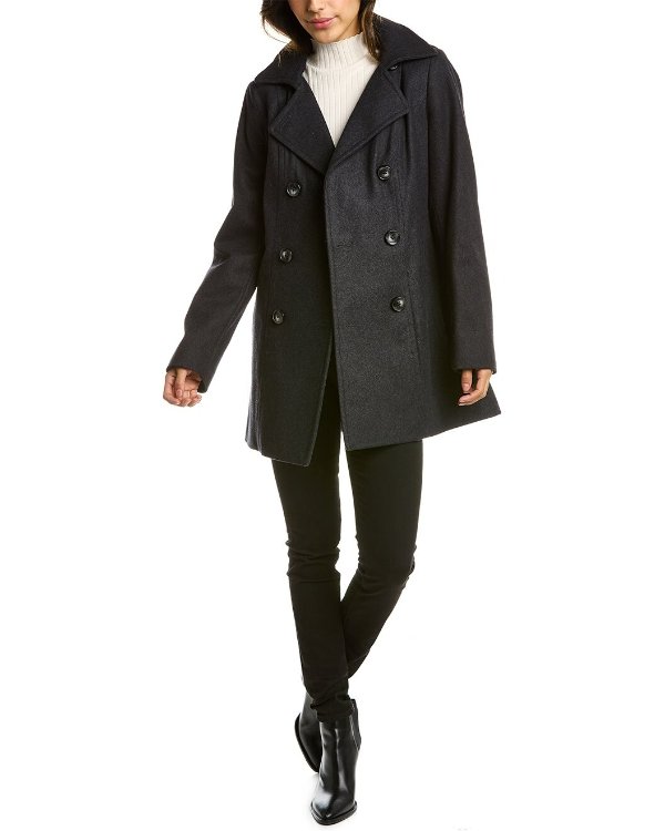 Double-Breasted Wool-Blend Peacoat