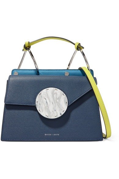 Phoebe Bis color-block textured-leather shoulder bag