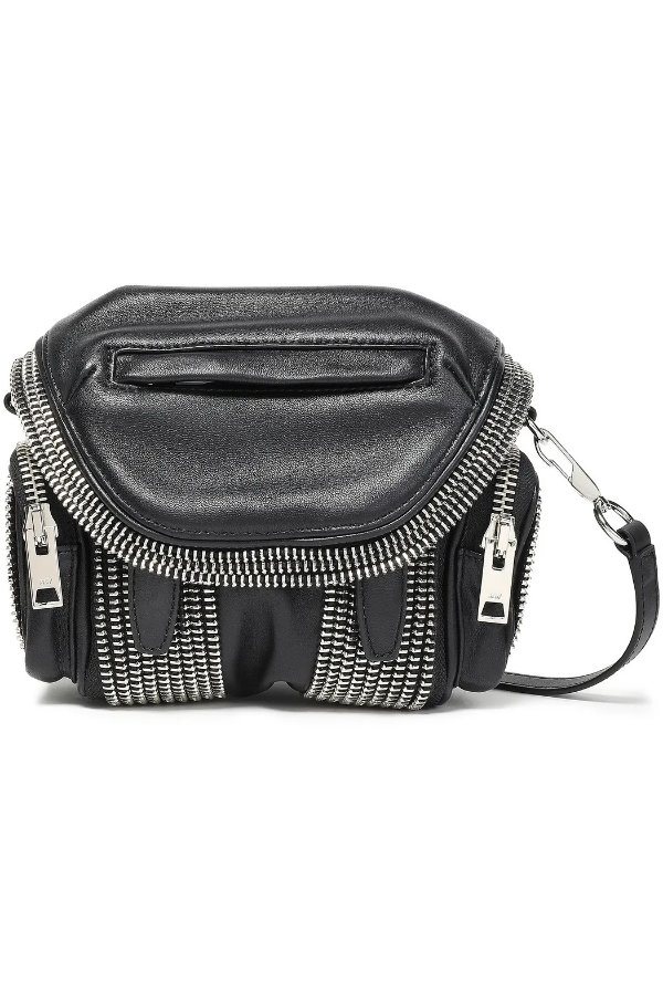 Marti zip-embellished leather shoulder bag