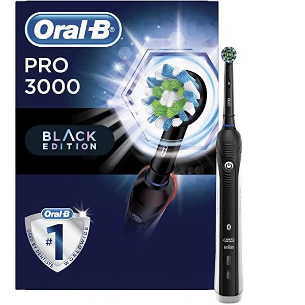 3000 Smartseries Electric Toothbrush with Bluetooth Connectivity, Black Edition, Powered by Braun