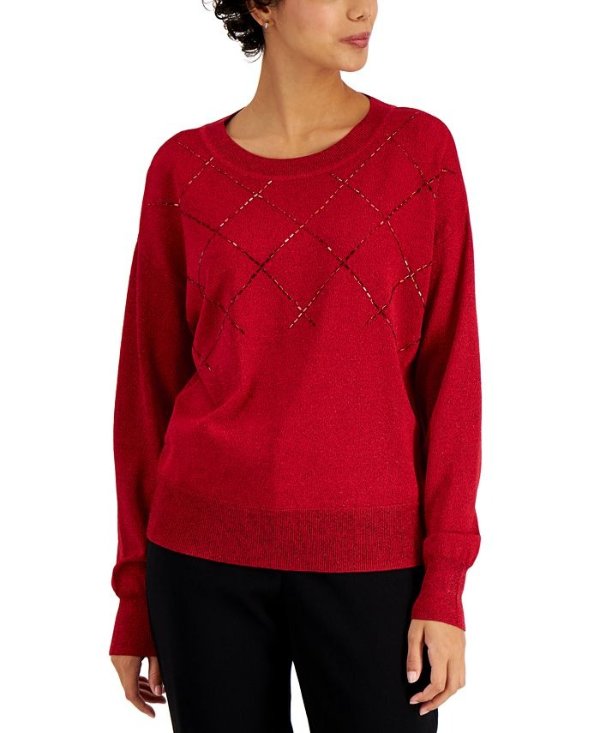 Crewneck Shine Sweater, Created for Macy's