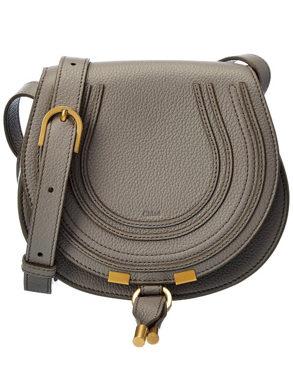 Marcie Small Leather Saddle Bag / Gilt