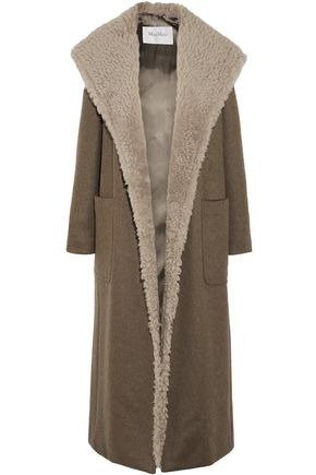 Shearling-trimmed cashmere hooded coat