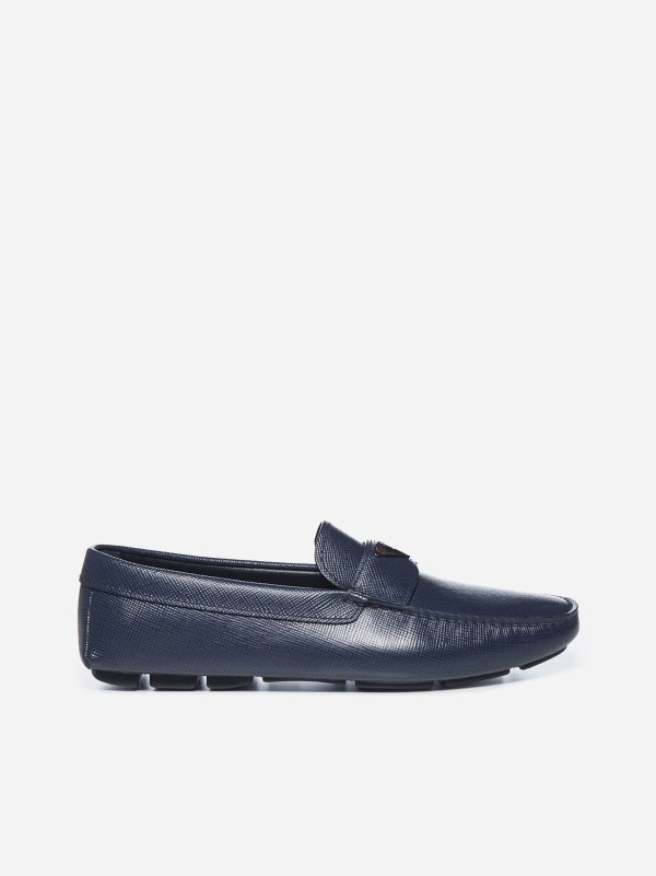 Logo-plaque Saffiano leather loafers