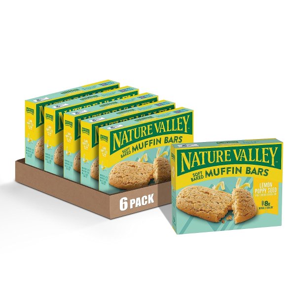 Nature Valley Soft-Baked Muffin Bars, Lemon Poppy Seed, Snack Bars, 5 ct (Pack of 6)