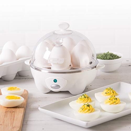 Rapid Egg Cooker: 6 Egg Capacity Electric Egg Cooker for Hard Boiled Eggs, Poached Eggs, Scrambled Eggs, or Omelets with Auto Shut Off Feature - White