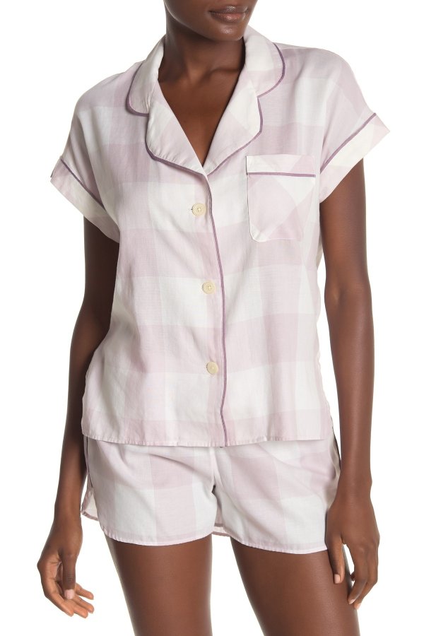 Lilac Gingham Bedtime Pajama Top (Regular & Plus Size)