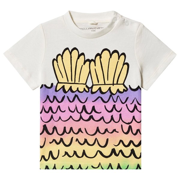 White Rainbow Mermaid and Shell Print T-Shirt | AlexandAlexa