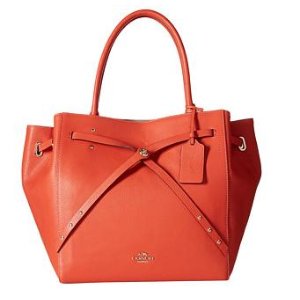 COACH Refined Pebble Leather Turnlock Tie Tote