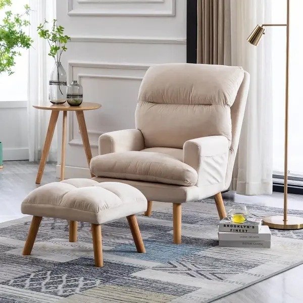 Recliner Sofa Chair with Ottoman - Beige