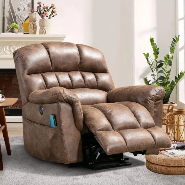 41.3" Wide Extra Large Microfiber Power Reclining Heated Massage Chair