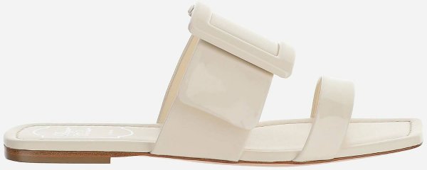 Leather Flat Slide Sandals