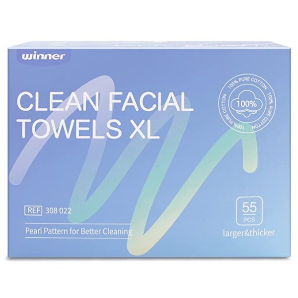 Larger Size 100% Pure Cotton Facial Towels Disposable Towels Unscented Facial Cleansing Cloths, Size of 11.82’’ x 7.88’’, 55 Sheets