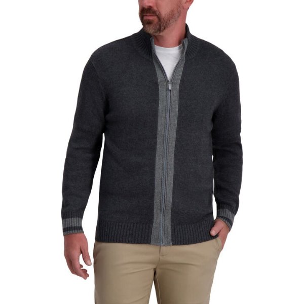 Full Zip Contrast Sweater