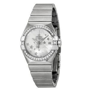 Omega Constellation Automatic Diamond Mother of Pearl Dial Ladies Watch, 123.15.27.20.05.001