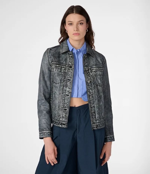 Addison Leather Denim Jacket