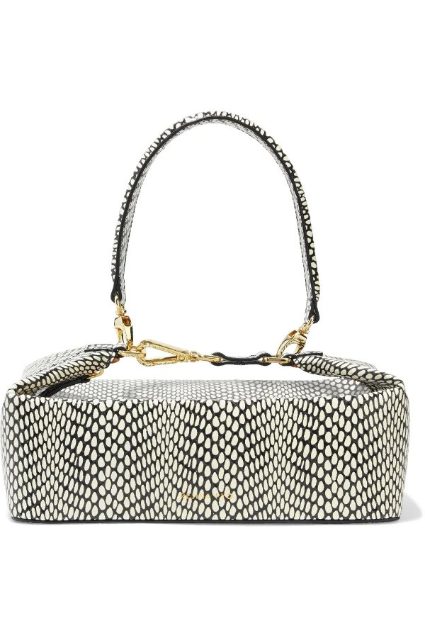 Olivia snake-effect leather tote