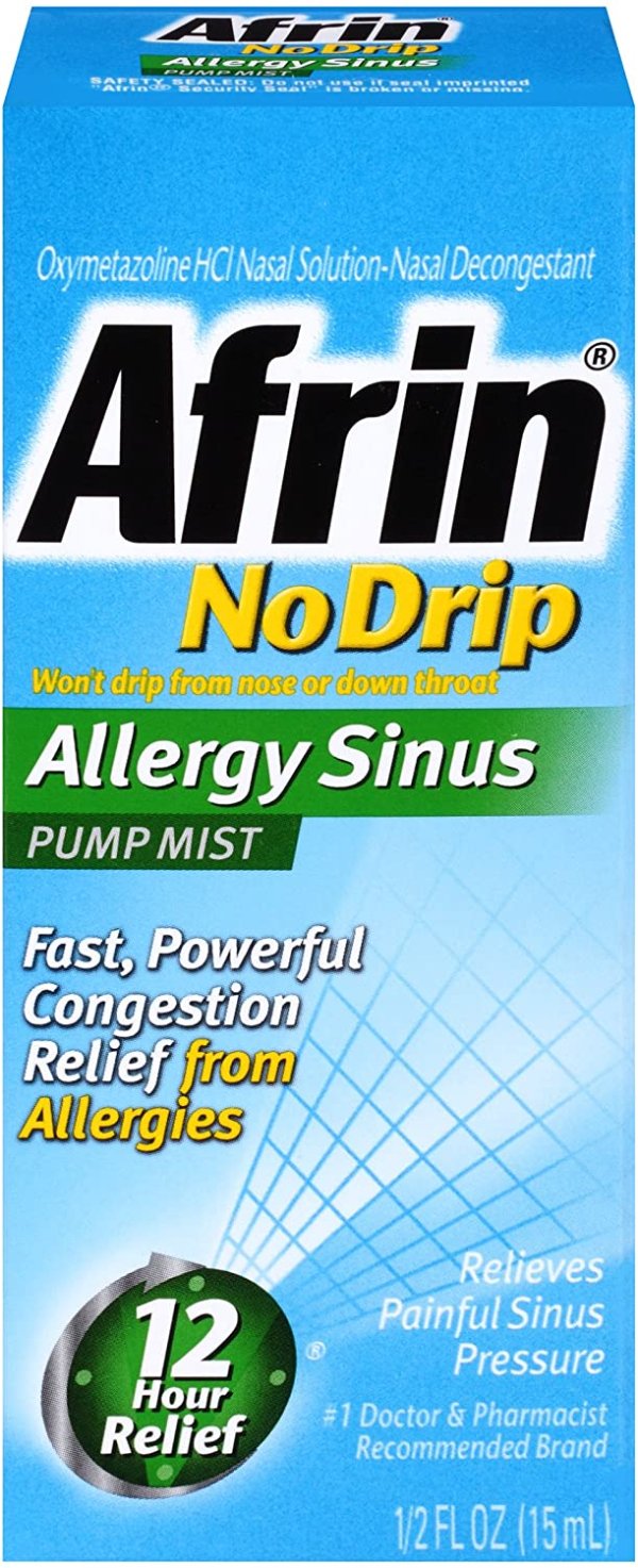 No Drip Allergy Sinus Pump Nasal Mist Fast Powerful Congestion Relief from Allergies 15mL, 0.51 Fl Oz