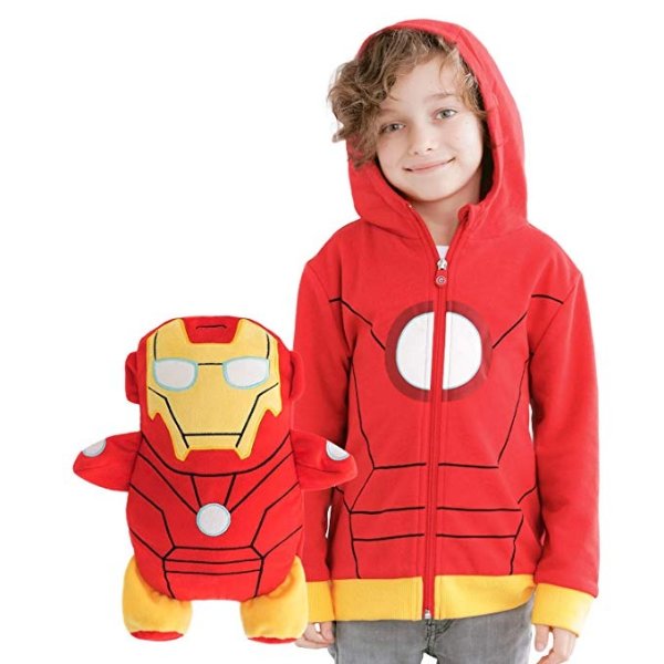  Iron Man- 2-in-1 Transforming Hoodie and Soft Plushie- Red and Gold