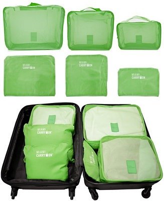 Set of 6 Neon Packing Cubes, Traveler's Luggage Organizer
