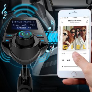 Otium Bluetooth Wireless Radio Adapter Audio Receiver Stereo Music Tuner Modulator Car Kit with USB Charger, Hands Free Calling