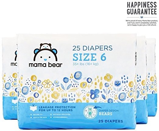 By Amazon -Diapers Size 6, 100 Count, Bears Print (4 packs of 25)