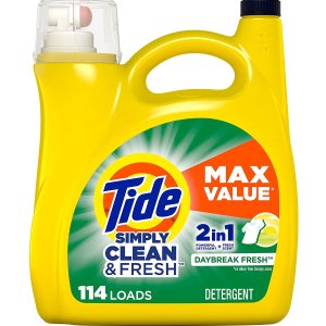 Tide Simply Liquid Laundry Detergent, Daybreak Fresh,165 oz, 114 Loads