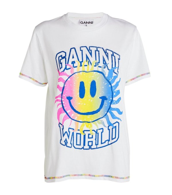 Sale | GANNI Smiley Face Graphic T-Shirt | Harrods US