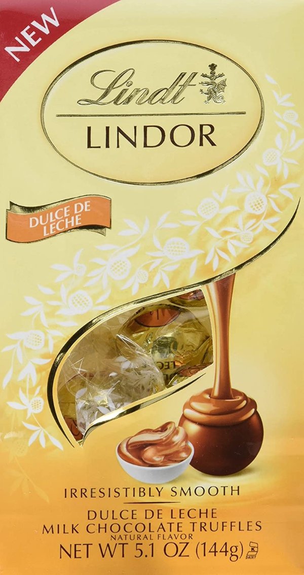 LINDOR Dulce de Leche Milk Chocolate Truffles, Milk Chocolate Candy with Smooth, Melting Truffle Center, 5.1 oz. Bag (6 Pack)