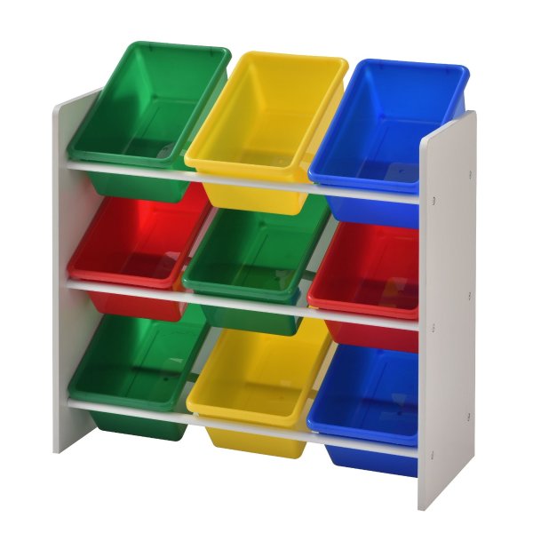 Kids Storage Organizer with 9 Multi color Bins