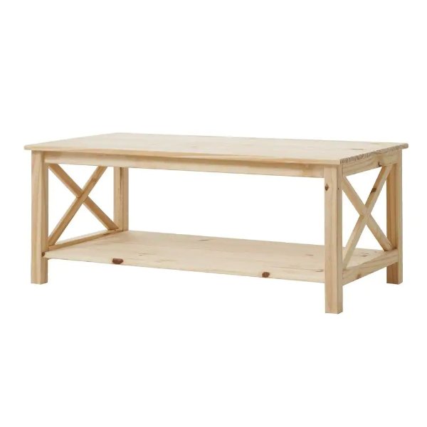 The Home Depot StyleWell Small Unfinished Natural Pine Wood X-Cross Coffee  Table (42 in. L x 17 in. H x 22 in. D) 135.53