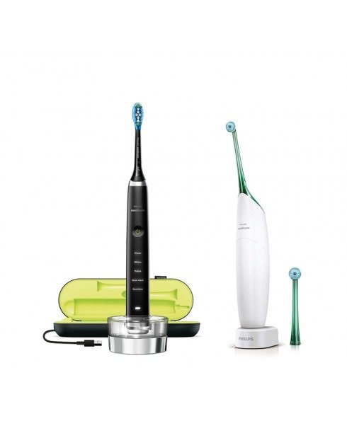 Black DiamondClean Toothbrush 2019 Edition + Sonicare AirFloss in White/Green Bundle