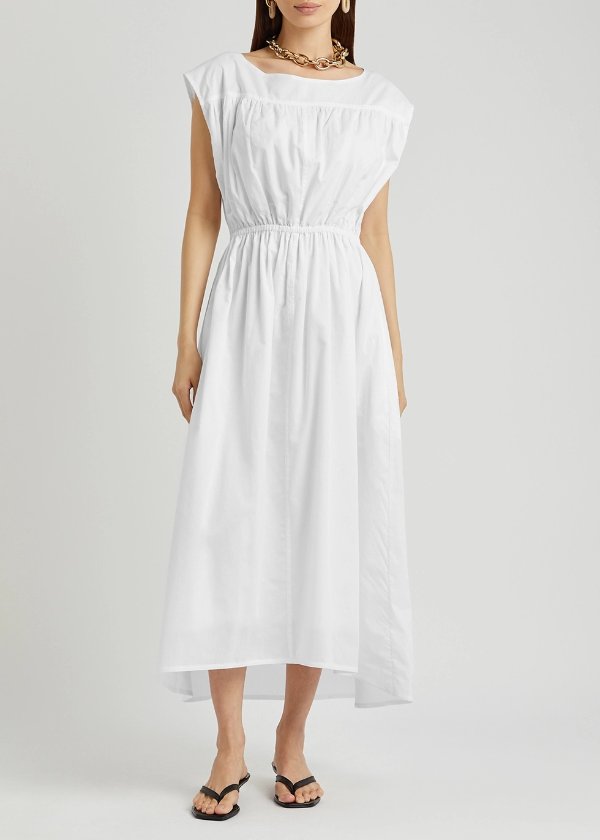 White cotton midi dress