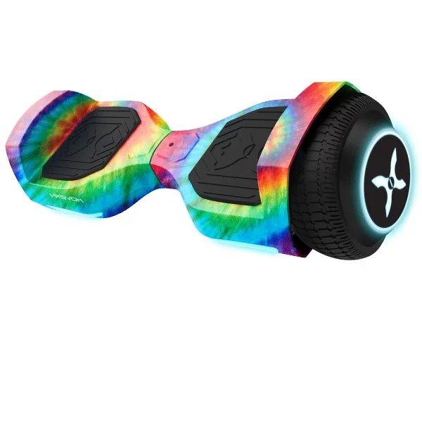 Rebel Kids Hover board with LED Headlight, 6 m Max Speed, 130 Lbs. Max Weight, 3 Miles Max Distance - Rainbow Tie Die