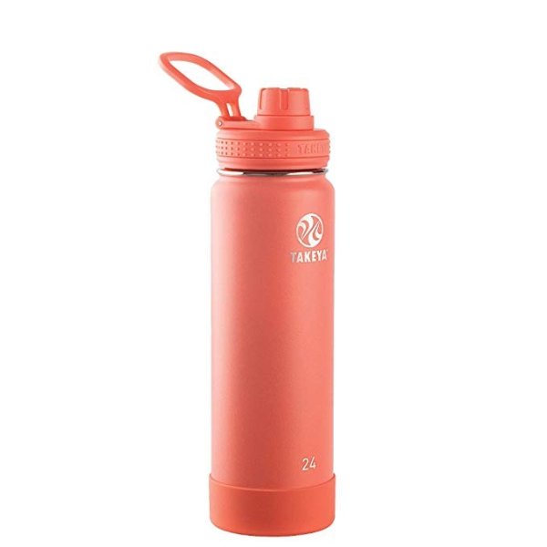 51186 Actives Insulated Stainless Steel Water Bottle with Spout Lid, 24 oz, Coral
