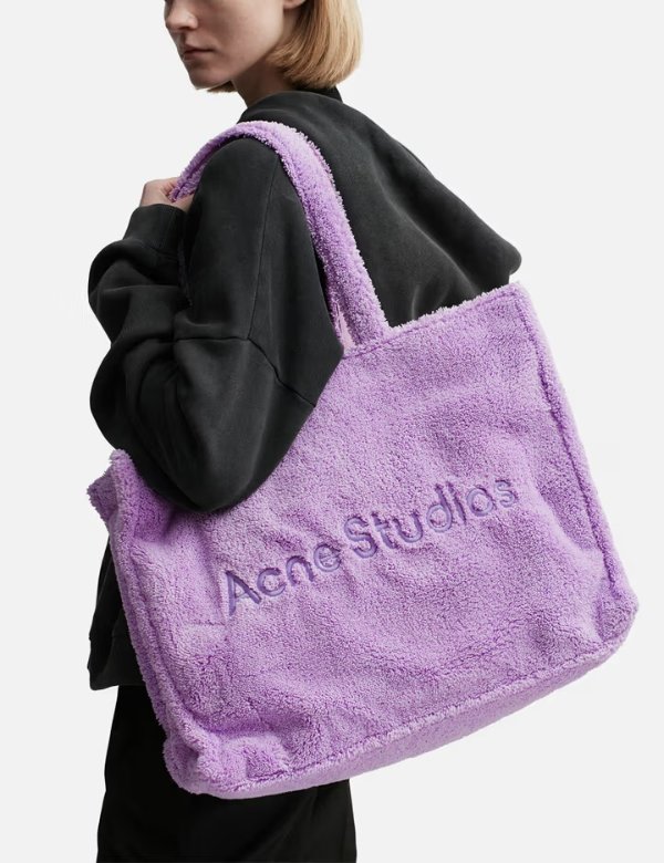 Furry Logo Shoulder Tote Bag