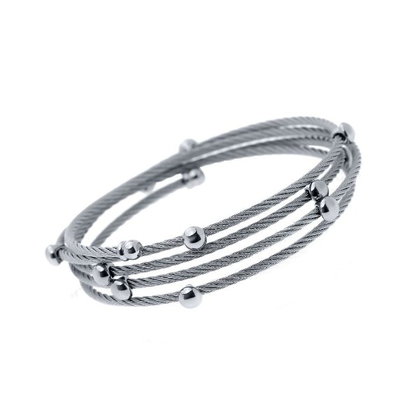 Alor Stainless Steel and 18K White Gold, Cleopatra Bracelet