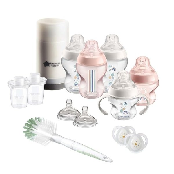 Closer to Nature Baby Bottle Newborn Feeding Gift Set, Slow Flow Breast-Like Nipples with Anti-Colic Valve