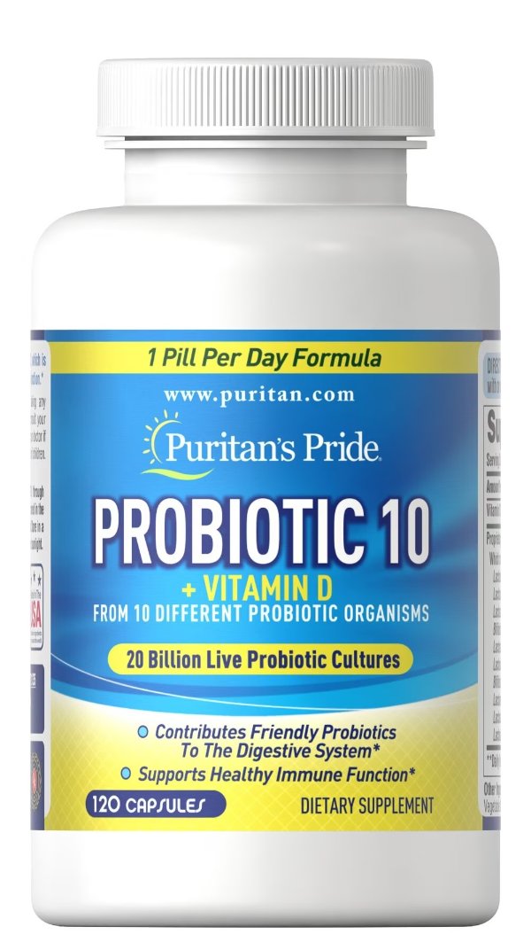 Probiotic 10 with Vitamin D 120 Capsules | Black Friday Supplements | Puritan's Pride