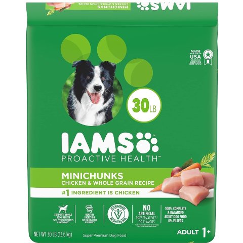 IAMS Adult Minichunks Small Kibble High Protein Dry Dog Food with Real Chicken, 30 lb