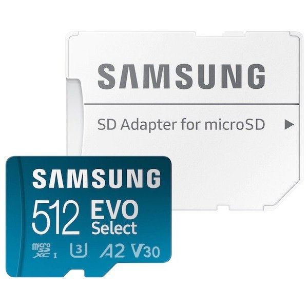 512GBEVO Select UHS-1 A2/V30 microSDXC Memory Card w/ Adapter