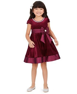 Little Girls Embellished Velvet Dress