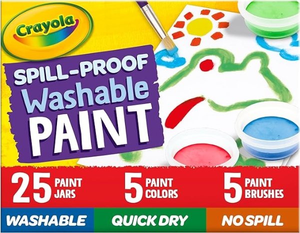 Spill Proof Paint Set (25ct), Washable Paint for Kids, Craft Supplies for Classrooms, School Supplies for Preschool & Kindergarten